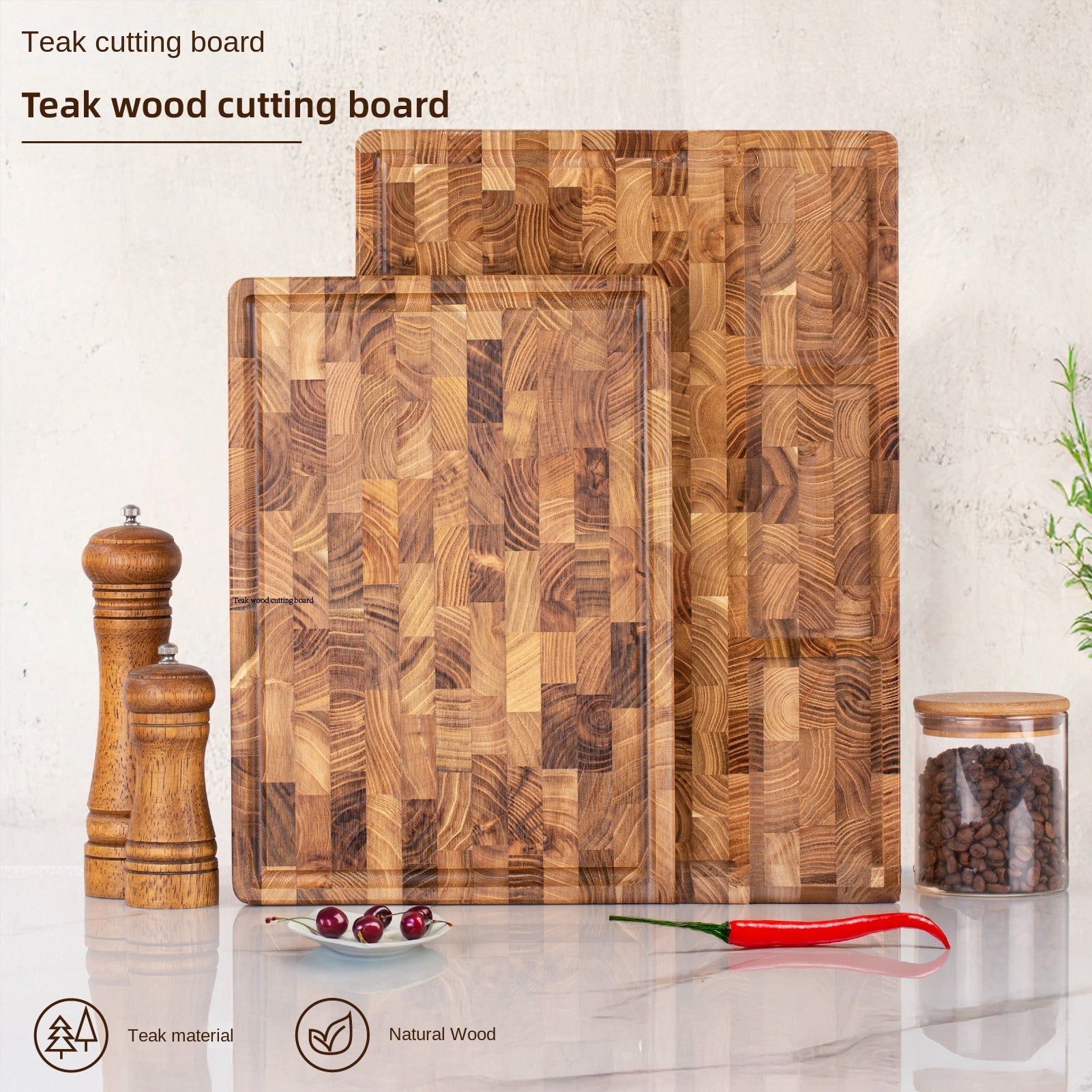 Extra-Large Teak Wood Cutting Board for Kitchen Prep and Food Safety