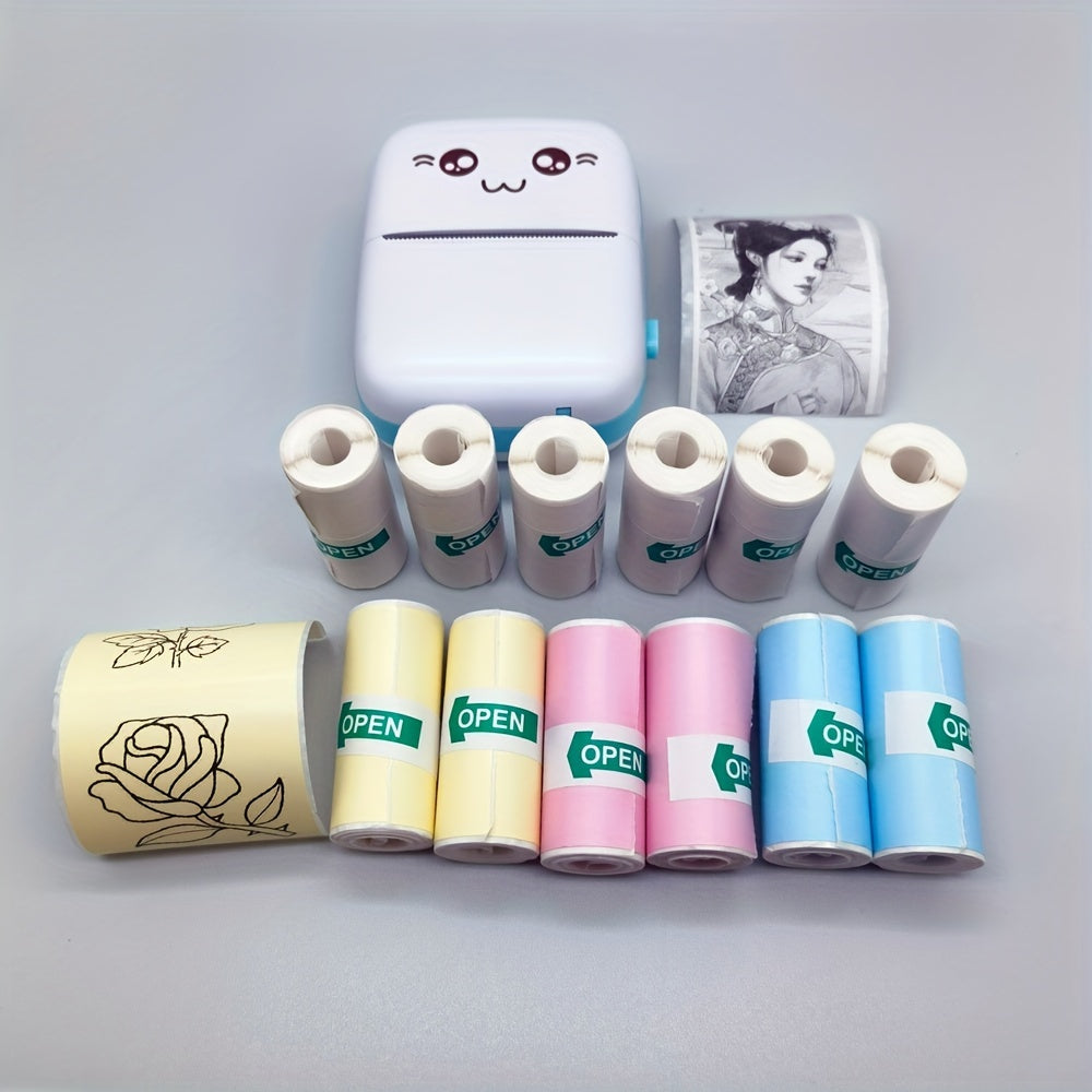 12 ta rulon mini termal printer qog'ozi 57x25mm oq va rangli stikerlar portativ termal printerlar uchun