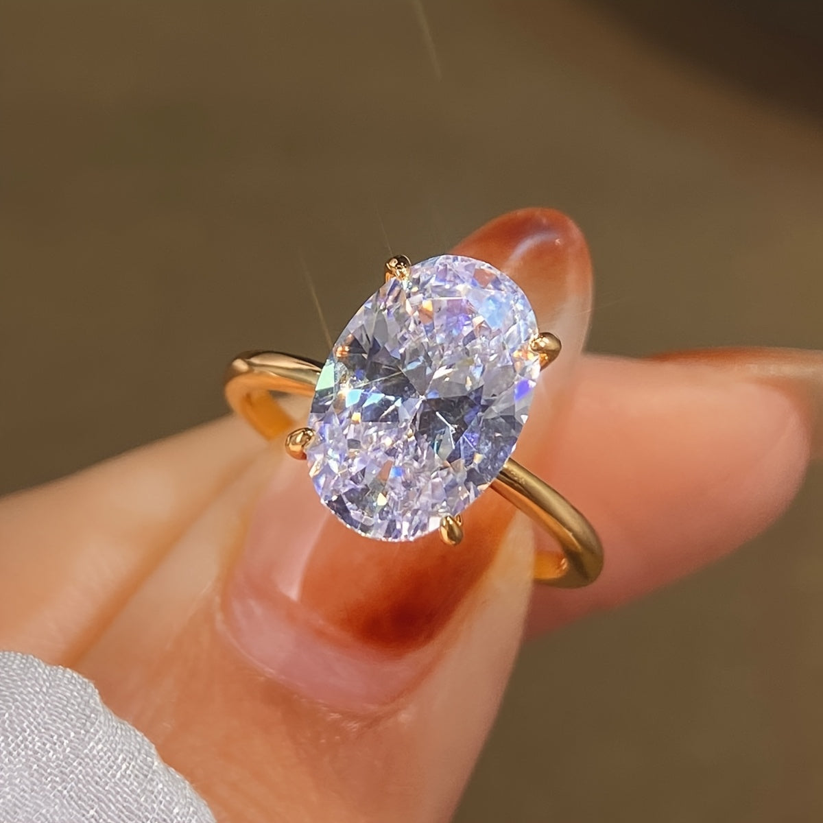 Sterling Silver Oval Cubic Zirconia Engagement Ring 1CT 2CT 3CT for Women