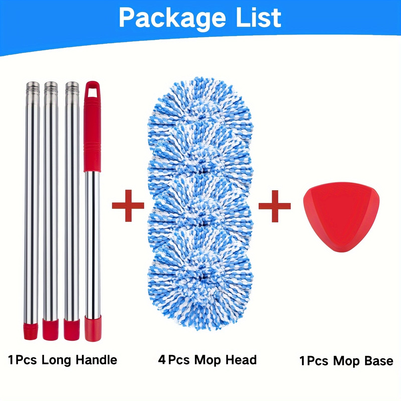 Microfiber Spin Mop Replacement Heads and Handle Set for 2 Tank System