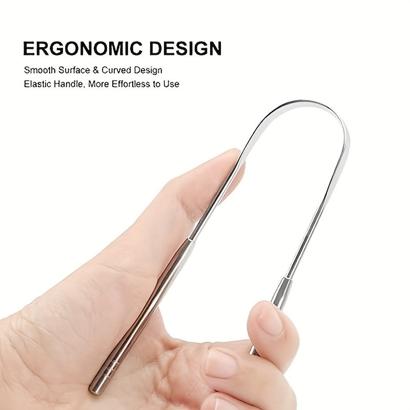 3Pcs Stainless Steel Tongue Scraper Set Dental Oral Hygiene Bad Breath Cleaner