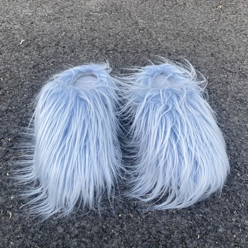 Ayollar uchun sun'iy junli uy ichki shippaklar, yumshoq mato oyoq kiyimlari bilan qulay va issiq