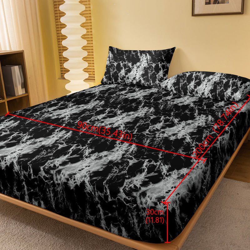 Yumshoq va qulay marmar naqshli yotoq to'shagi, mehmon xonasi uchun, chuqur cho'ntak bilan. 1 ta yotoq to'shagi, yostiq qopchig'isiz kiritilgan.