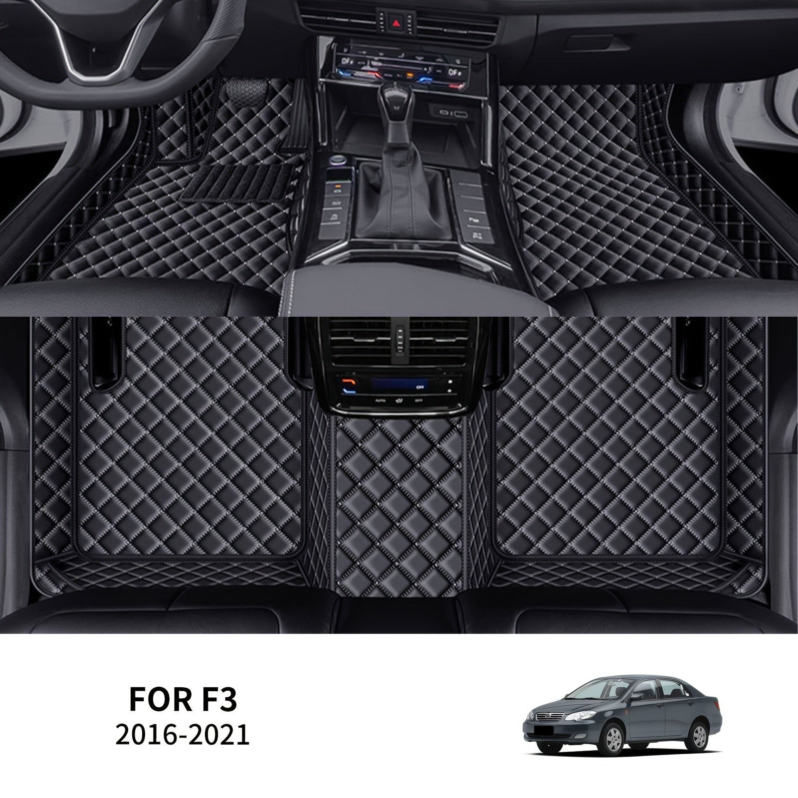 Avtomobil pol pozishkalari 3-qismli sun'iy charm seti, har havoda chidamli, old va orqa uchun mos