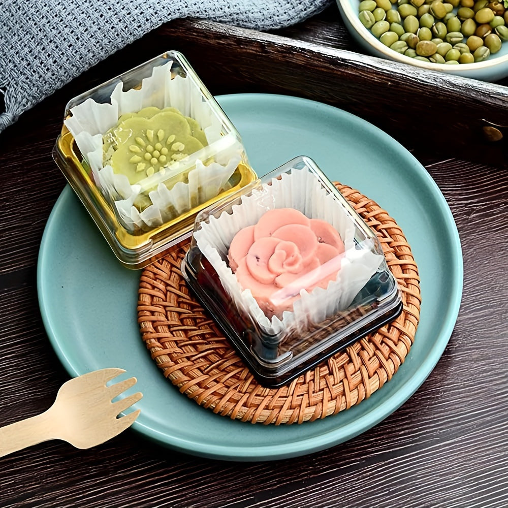 Одноразовые пластиковые контейнеры для десертов с крышками, 50 штук, для мини-капкейков и упаковки