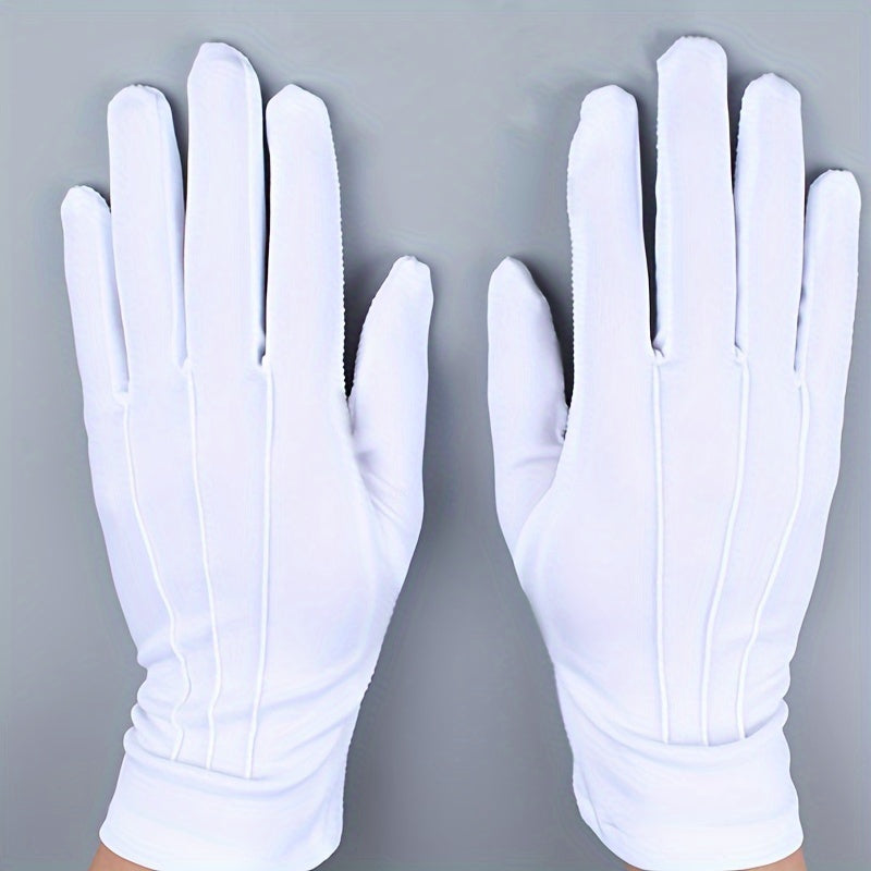 Unisex White Leather Gloves for Men and Women for Security Driving and Formal Wear