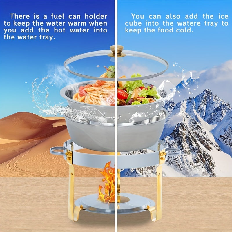 Elegant Stainless Steel Buffet Chafing Dish Set 5QT Round for Catering and Parties