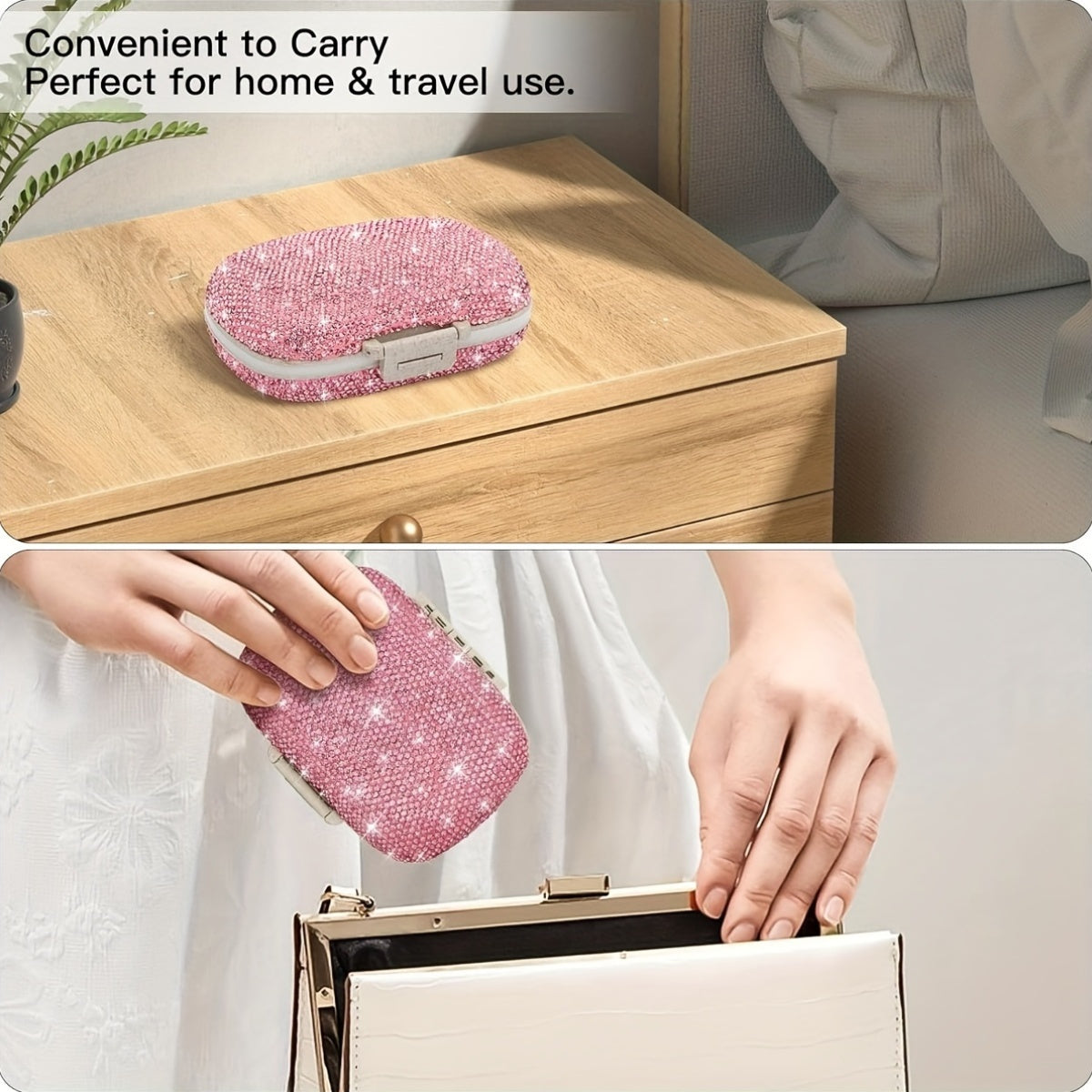 Sayohat uchun olmos naqshli 8 bo'limli plastmassa tabletkalar tashkilotchisi