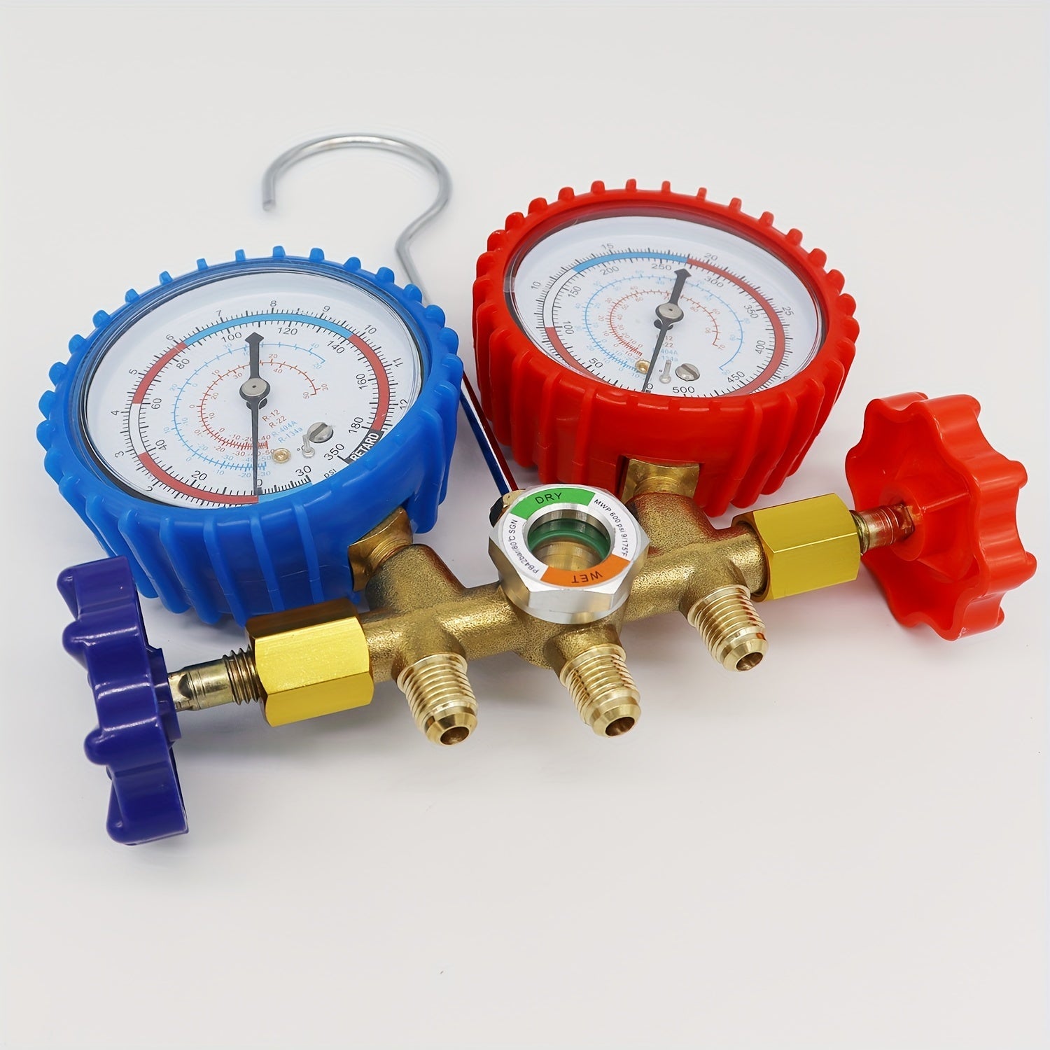 Manifold Gauge Set with Hose and Hook for Air Conditioning Refrigerant R404A R12 R22 R134A