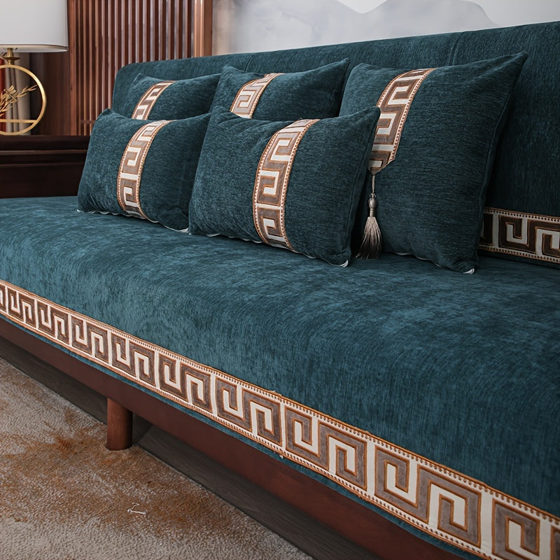 Chinese Style Dustproof Sofa Slipcover for All Seasons Living Room Bedroom Office