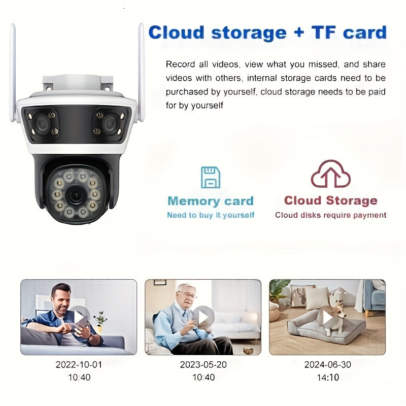 HD умная камера безопасности с 360-градусным панорамным обзором, обнаружением движения, двусторонним звуком, инфракрасным ночным видением, для использования внутри и снаружи