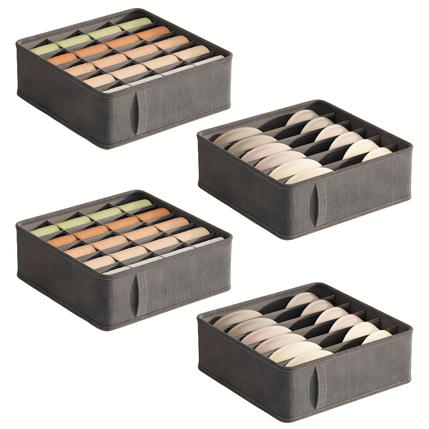 Organizador de ropa interior y calcetines de tela, caja de almacenamiento para cajón 3 en 1 para hogar, dormitorio, residencia universitaria