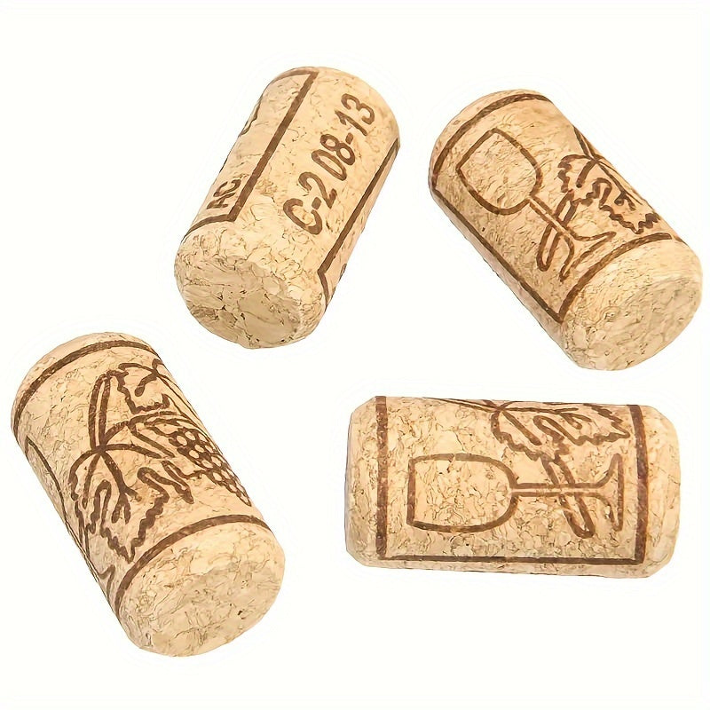 Natural Wine Corks Set of 100 with Engraved Designs for Sealing and Preservation