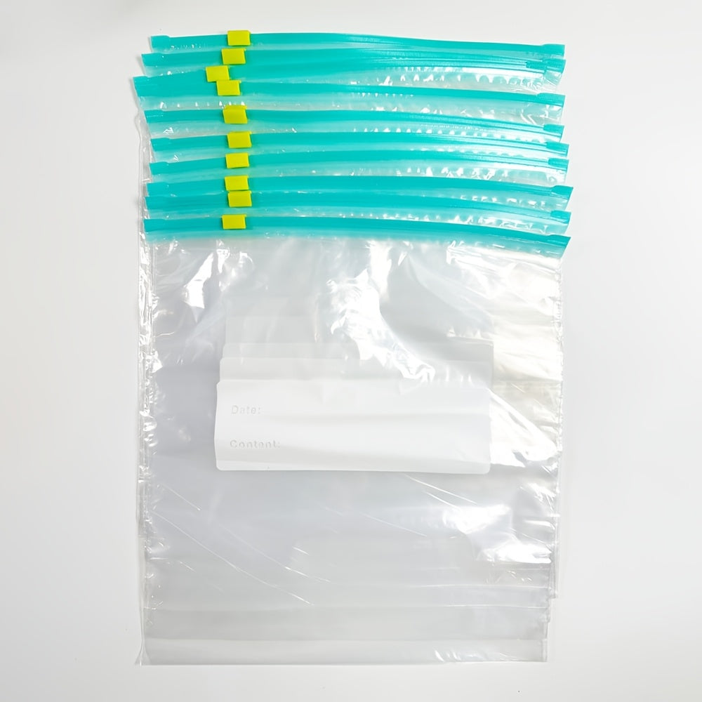 10 Transparent PE Storage Bags with Sliding Rope Seal for Food Refrigerator Freezer