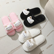 Women's Plush Slippers with Cute Cat Design Warm Non-Slip Indoor Footwear