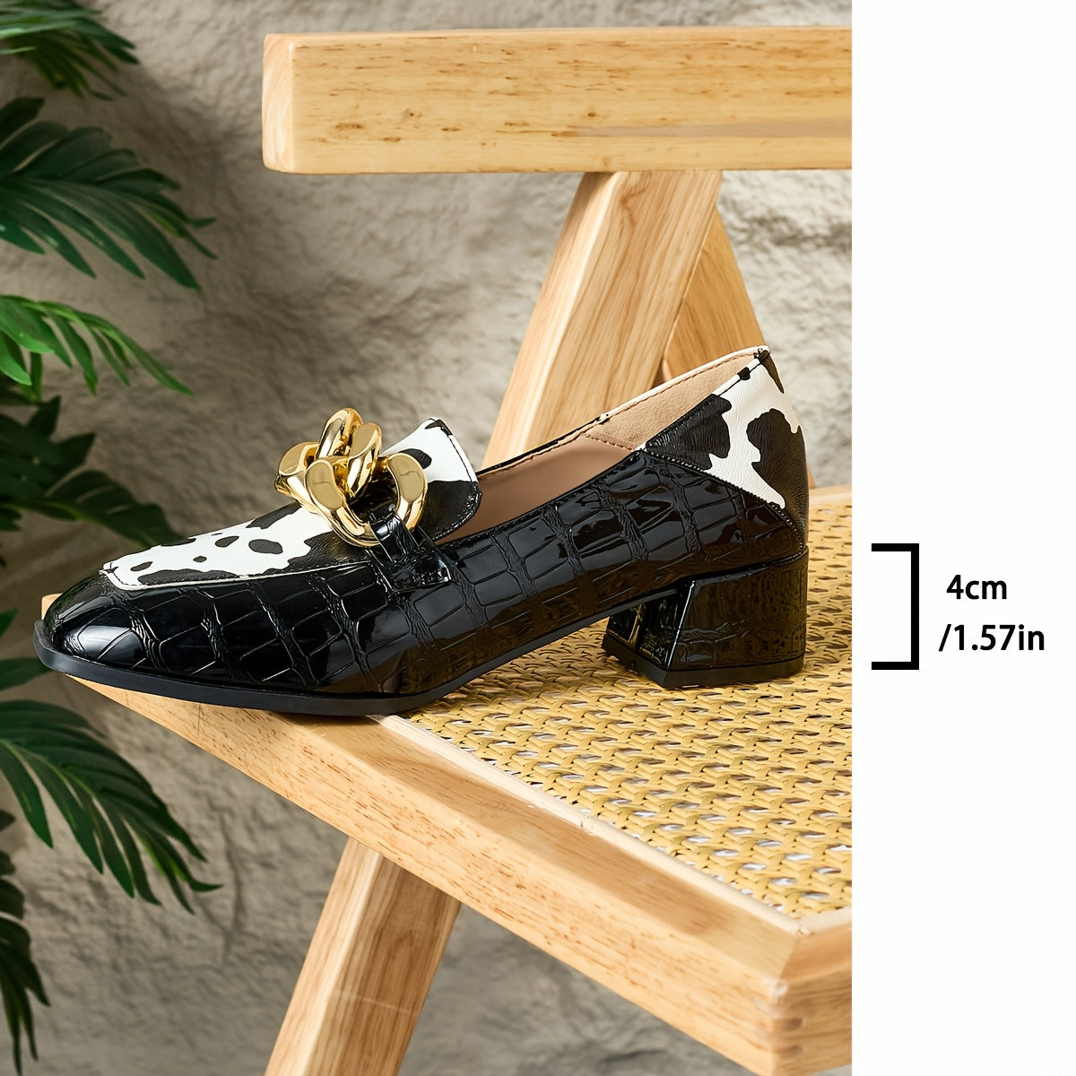 Women’s Faux Leather Penny Loafers Animal Print Moc Toe Chunky Heel