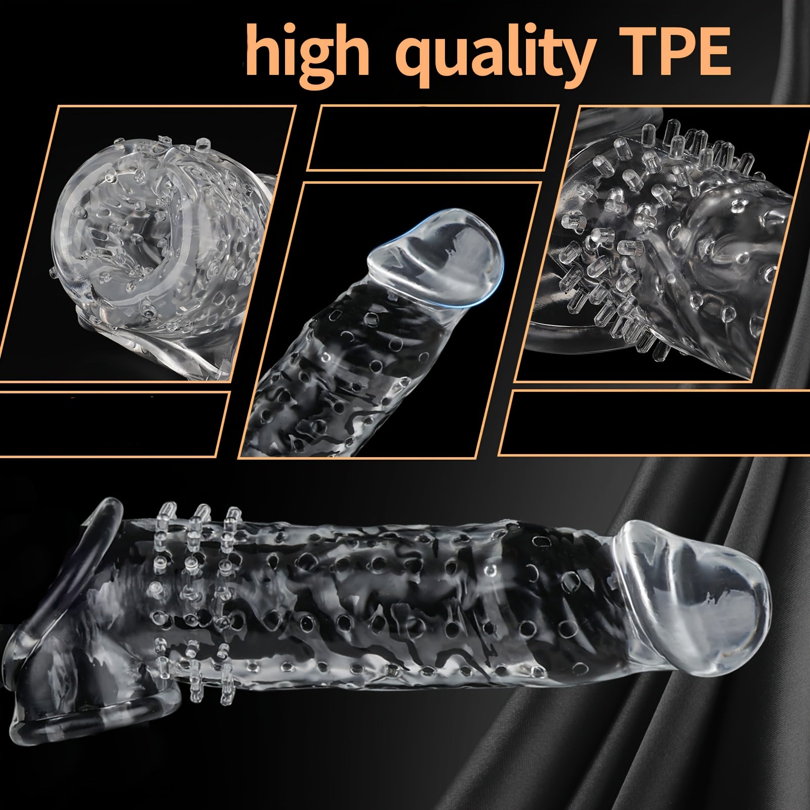 Anillo de pene de TPE texturizado reutilizable para parejas, grueso, duradero