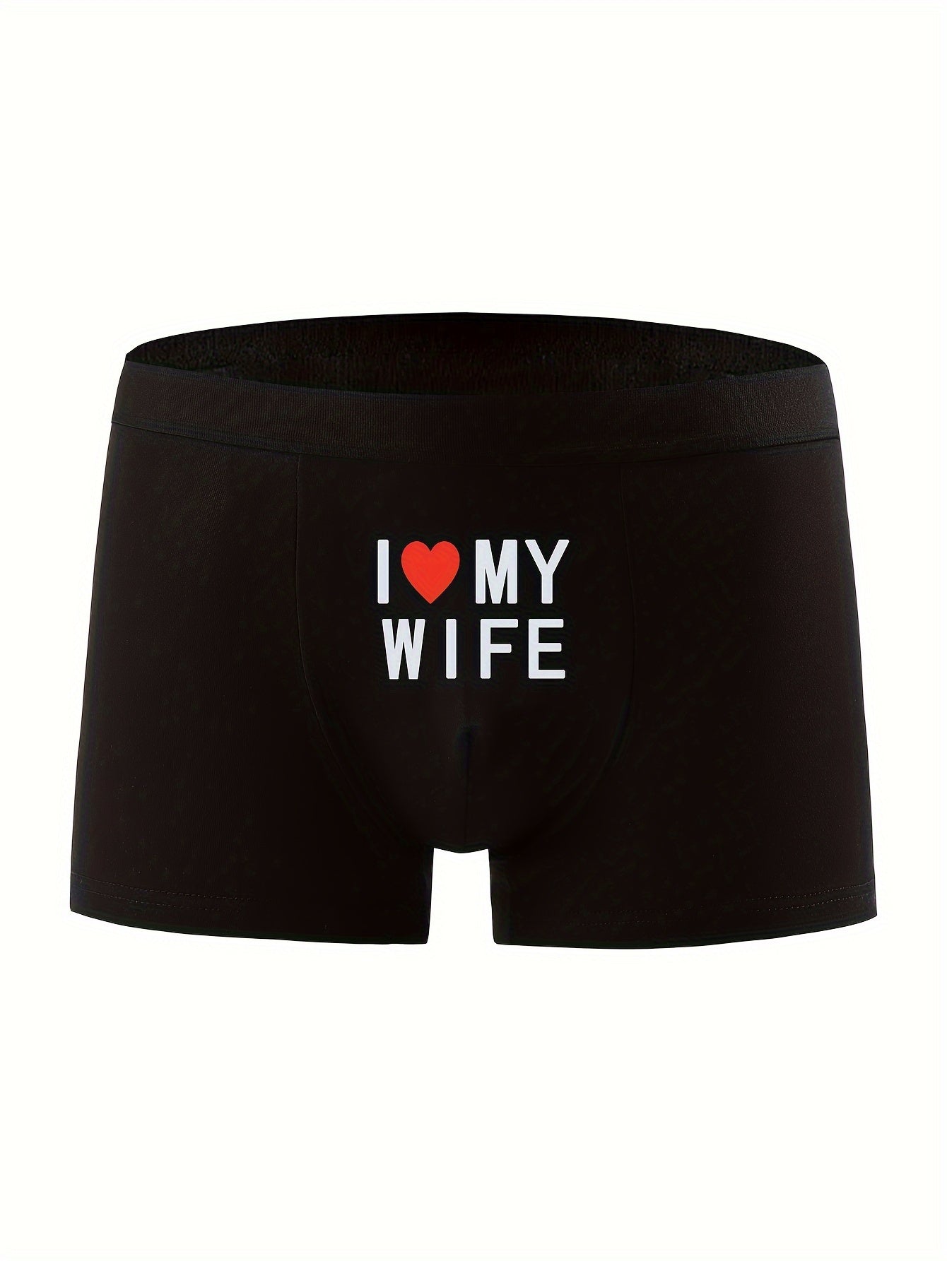 Men's Moisture-Wicking Boxer Shorts with I Love You Pattern for Casual Wear