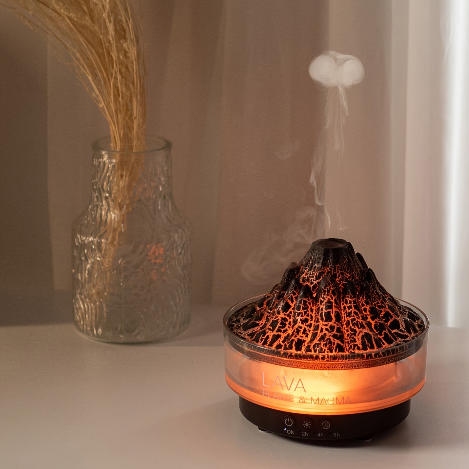 Large Capacity Volcano Crackle Humidifier with Aromatherapy LED Lights USB Powered for Home Office