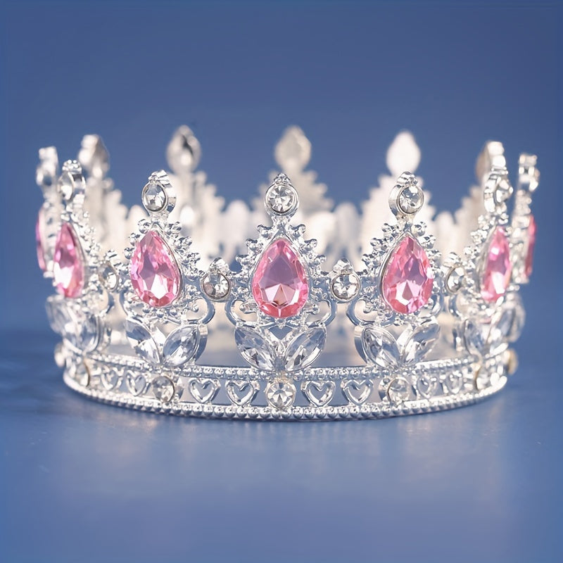 Gold and Silver Wedding Tiara with Crystal Rhinestones for Birthday or Cake Topper