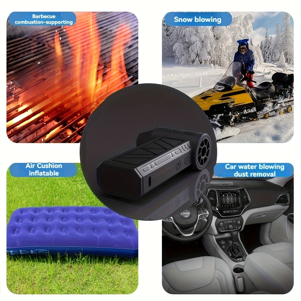 130,000 RPM Handheld Fan USB Rechargeable Portable Dust Snow Blow Pet Hair Dryer Inflator