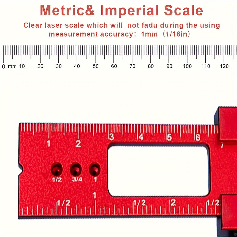 Aluminum T-Shaped Ruler for Woodworking Multi-Function Marking and Measuring