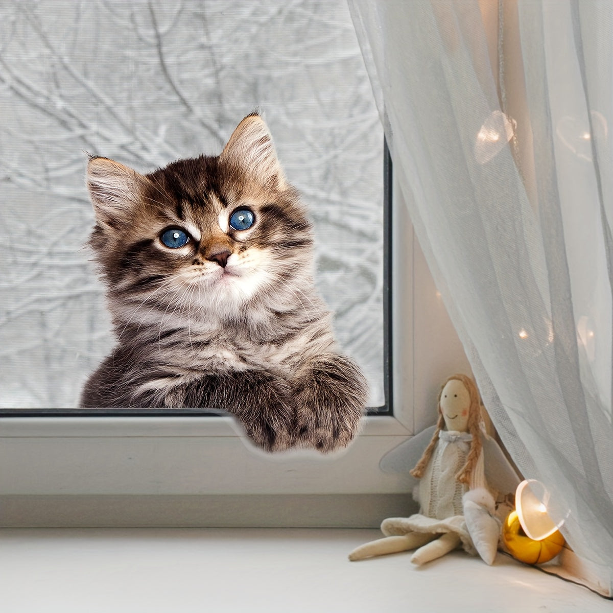 Plastic Cat Window Cling Sunlight Sticker Home Decor Wall Decal No Electricity