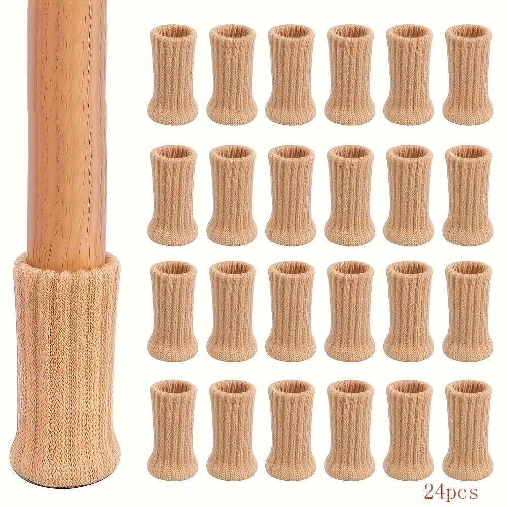 Set of 24 Elastic Chair Leg Socks with Anti-Slip Pads for Floor Protection