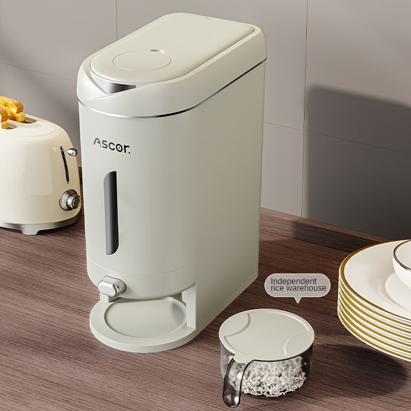 Katta hajmli avtomatik guruch dozatori - namlik va hasharotlarga qarshi, qayta ishlatiladigan plastmassa saqlash konteyneri, oshxona tashkilotchisi, 9.98kg.