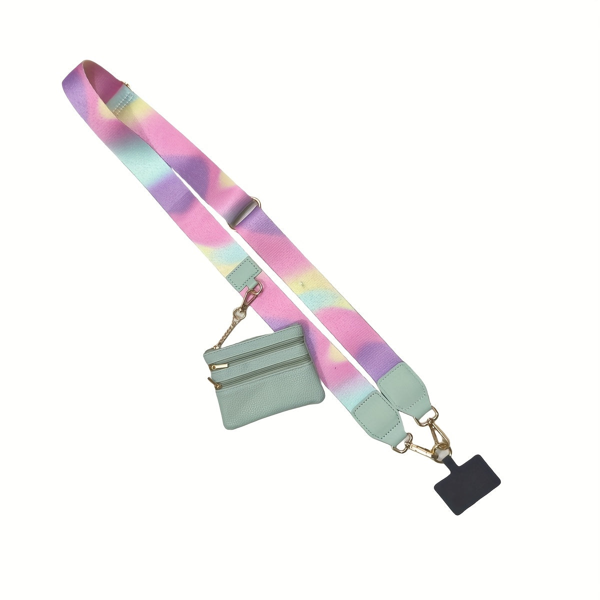 Mobile Phone Crossbody Strap with Wallet Adjustable Zippered Phone Holder White