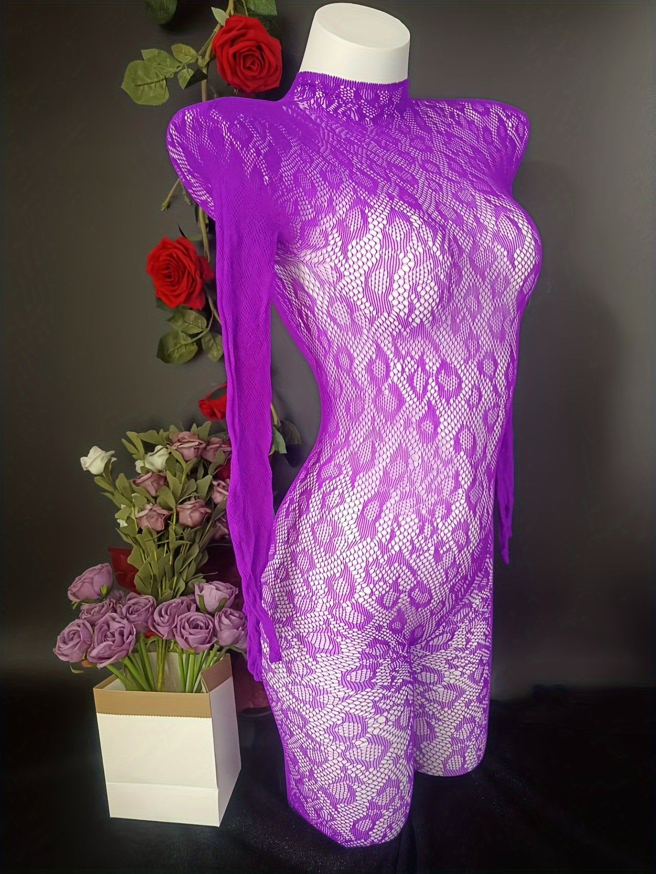 Women's Leopard Print Backless Bodysuit with Finger Gloves Nylon Blend