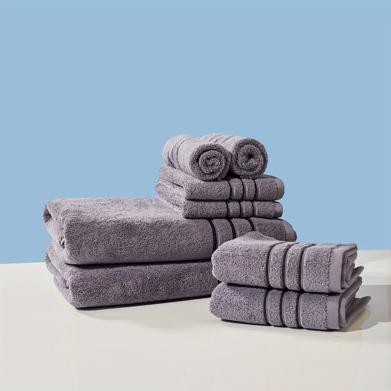 Set of 8 Cotton Towels Bath Hand Face Assorted Sizes Home Bathroom Accessories