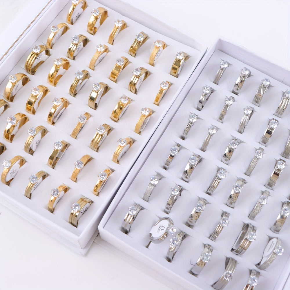 Unisex Stainless Steel Ring with 15-Color Enamel and Diamond Accents for Engagements