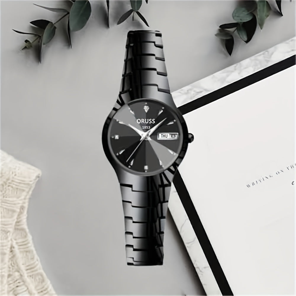 Women's All-in-One Steel Watch with Quartz Movement and Classic Design