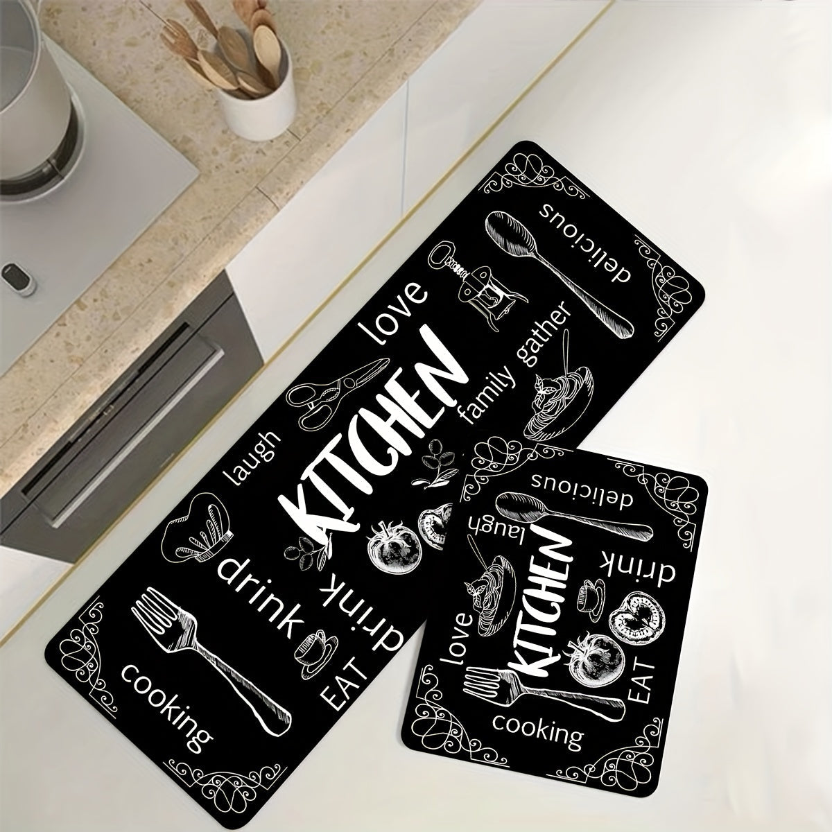 Коврик против усталости обеспечивает комфорт, долговечность и безопасность на кухне. Этот нескользящий мягкий коврик идеально подходит для длительного стояния на кухне. Он прочный и водонепроницаемый, что делает его идеальным для использования на кухне.