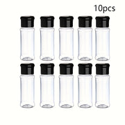 10 piezas de botellas de plástico PET transparente de 100ml para condimentos de pimienta, comino, chile en polvo