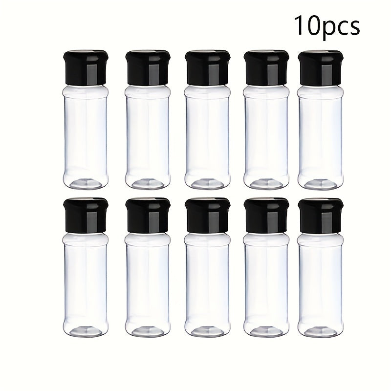 10 piezas de botellas de plástico PET transparente de 100ml para condimentos de pimienta, comino, chile en polvo