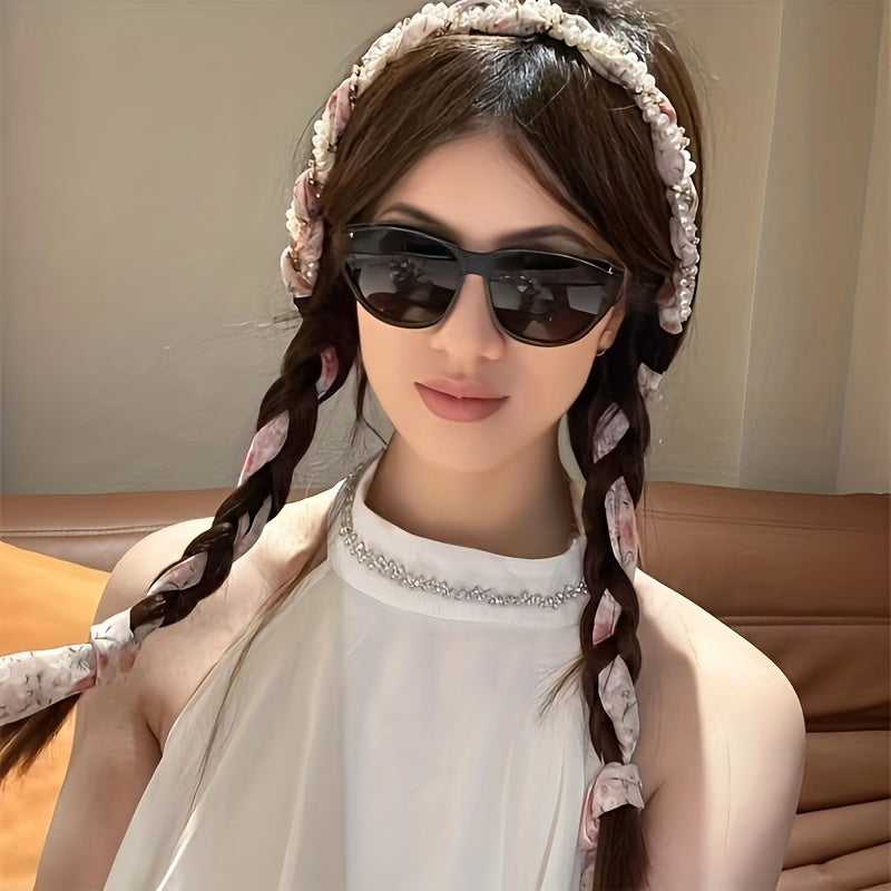 Women's Floral Ribbon Hairband with French Style for Elegant Summer Look