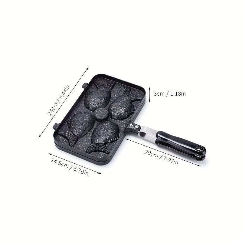 Yagona baliq shaklidagi Taiyaki tayyorlagich, yopishqoq bo'lmagan, 23.98cm x 14.48cm, pancake va non uchun