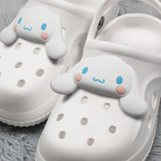 Unisex EVA Clog Slippers with Cartoon Pattern Black White Indoor Outdoor