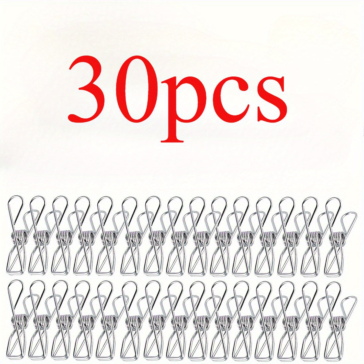 Juego de 30 o 60 pinzas de ropa de acero inoxidable para lavandería y colgar ropa