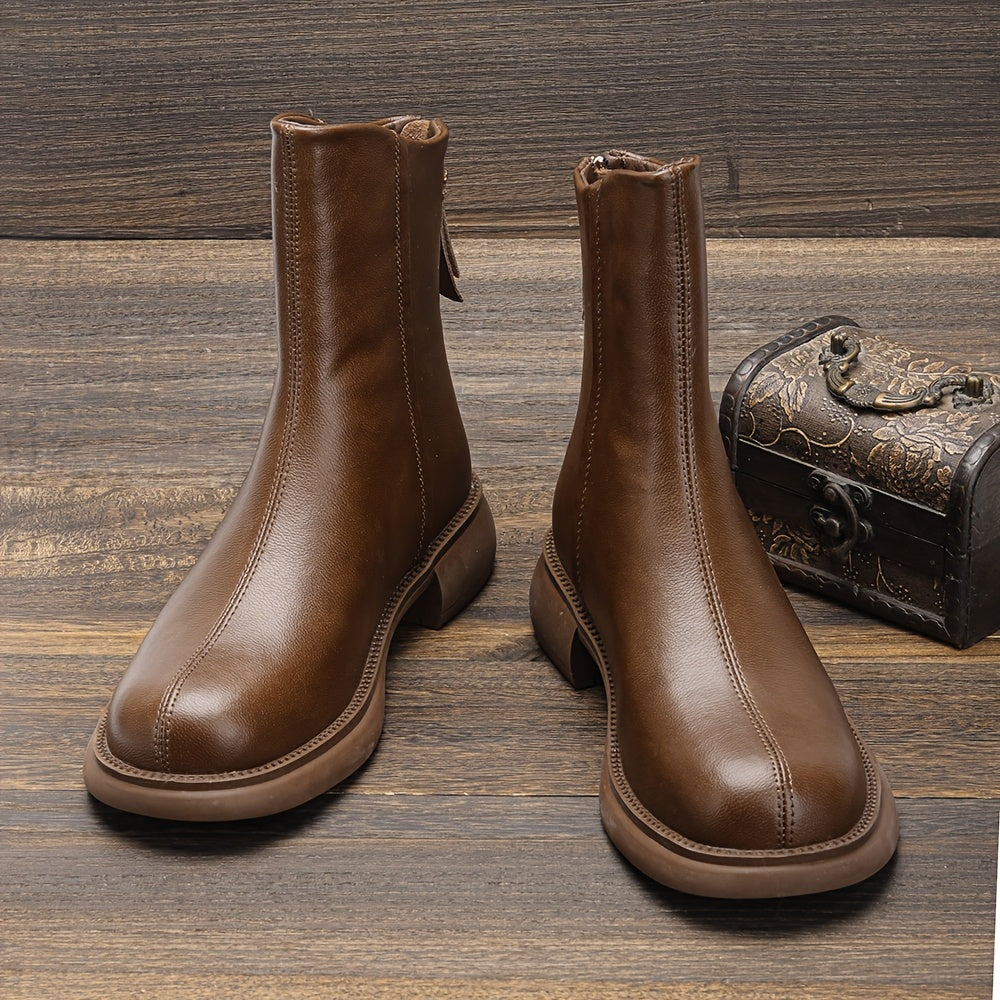 3429 Новые осенние и зимние женские ботинки с толстой подошвой, прямой цилиндрический дизайн