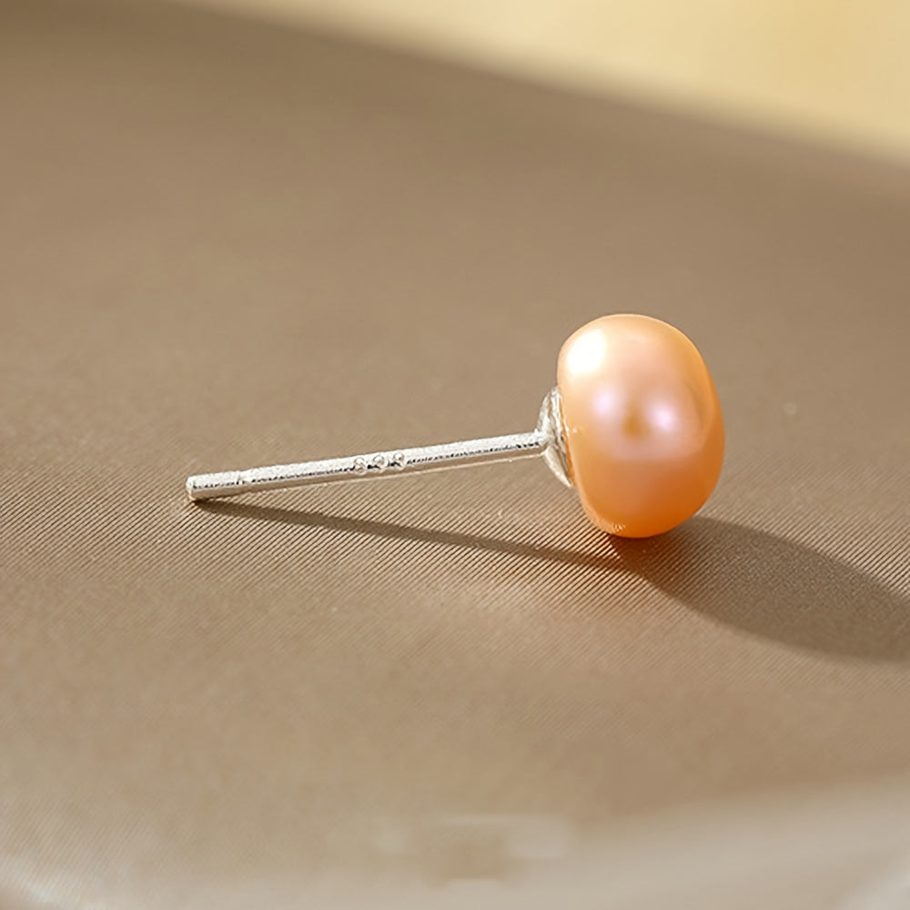 Set of 3 Freshwater Pearl Earrings with White Pink Purple Natural Round Pearls Sterling Silver Ear Needles