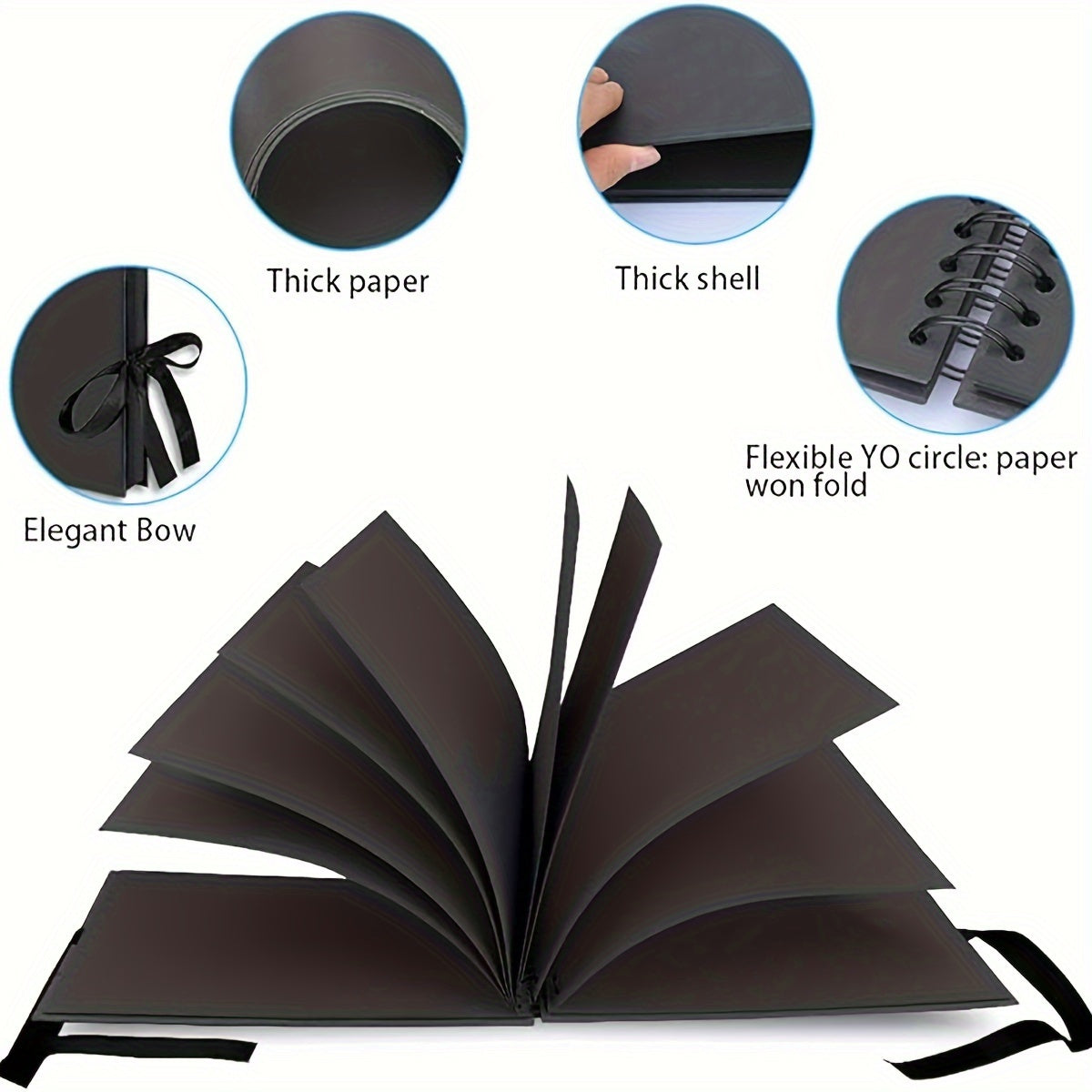 Black Photo Album for Wedding Guests and Scrapbooking 80 Pages