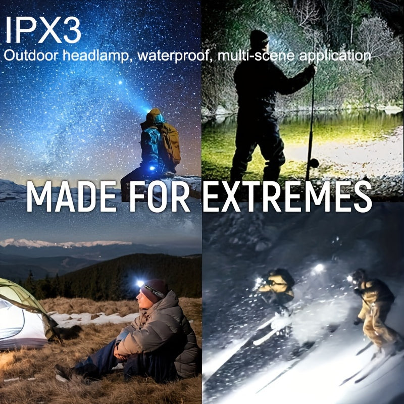 Linterna frontal LED recargable impermeable de largo alcance y luz brillante para actividades al aire libre