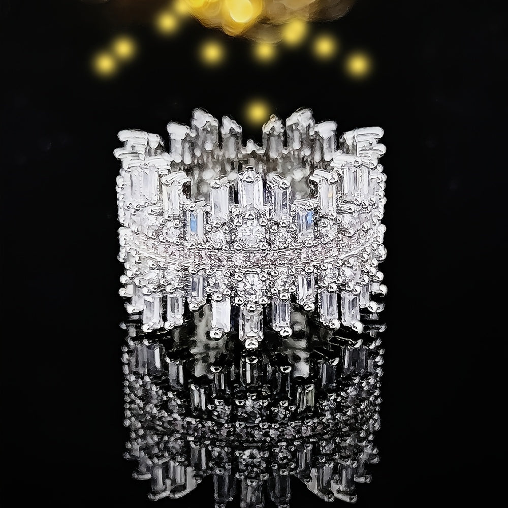 Copper Ring with Synthetic Zirconia Stones Elegant Unique Shape for Parties and Gifts