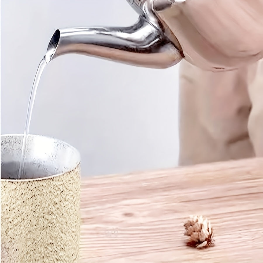 Thickened Stainless Steel Water Kettle with Wood Grain Handle for Indoor and Outdoor Use