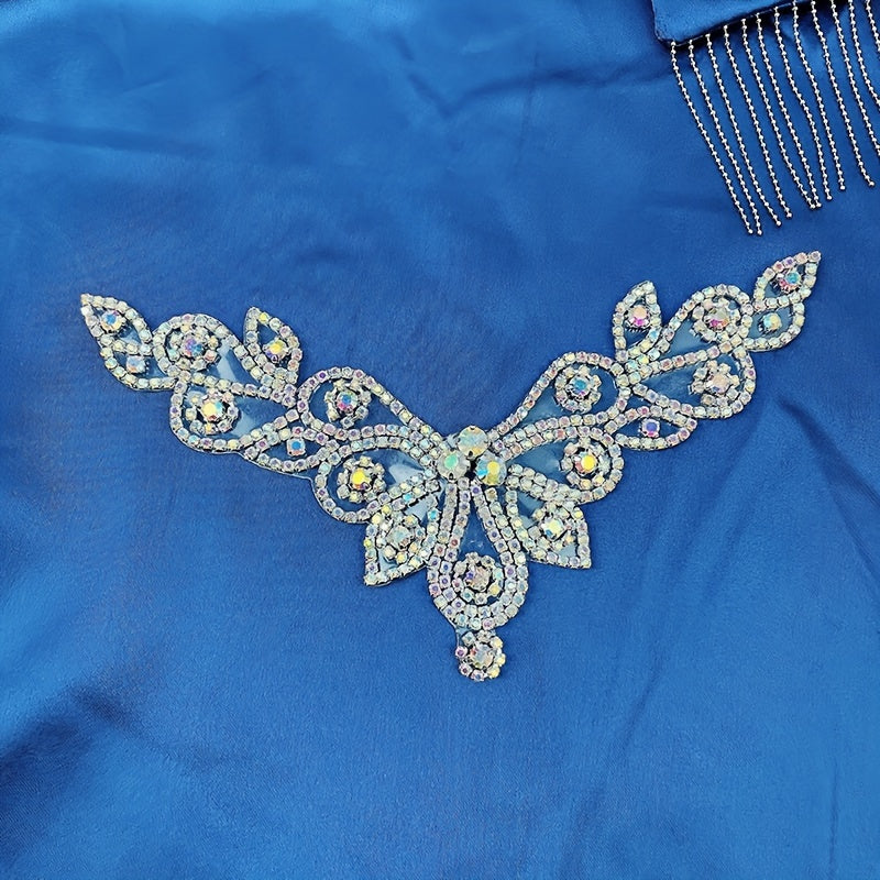 White Glass Rhinestone Applique for Shoes Dresses Bags - Handcrafted DIY Embellishment