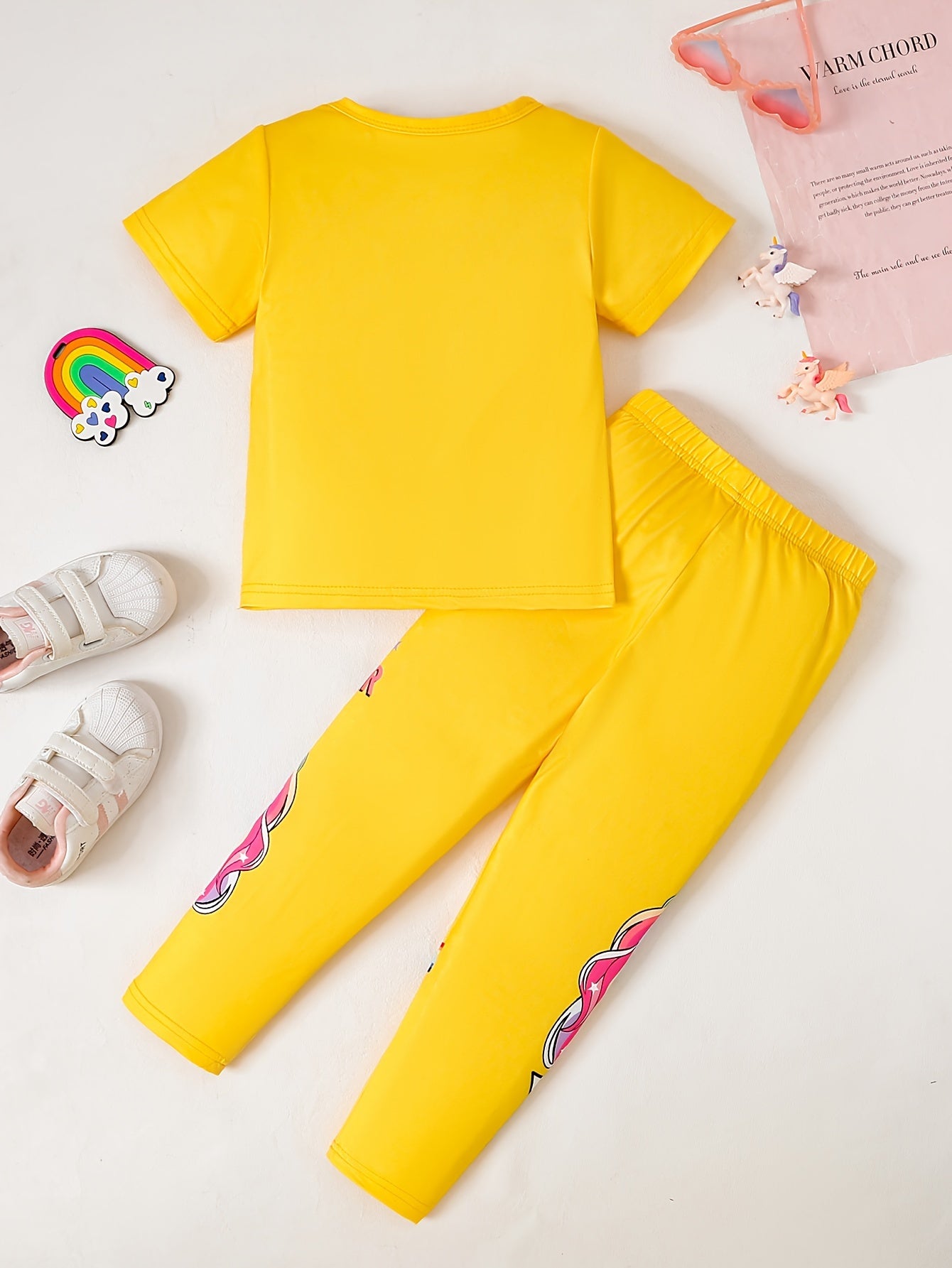 Детский комплект из короткого рукава и джоггера для девочек с животным принтом для активного отдыха