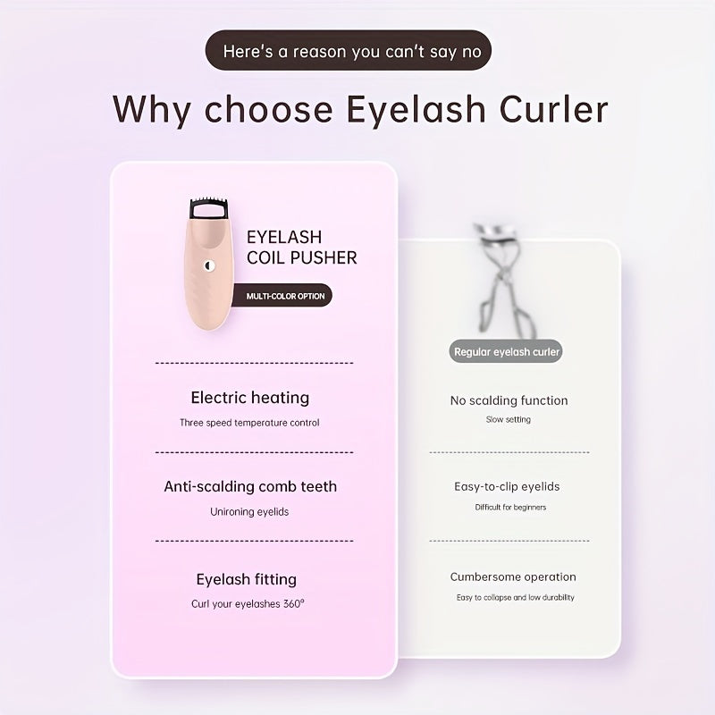 USB Rechargeable Eyelash Curler with Fast Heating Compact Design Long-Lasting Battery
